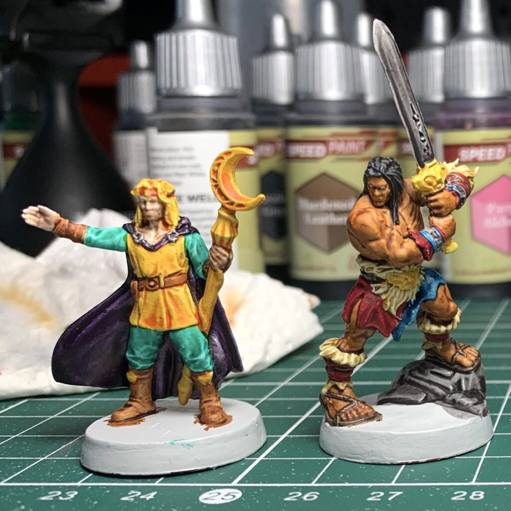 Le Barbare et l'enchanteur HeroQuest peints avec des SpeedPaints Army Painter