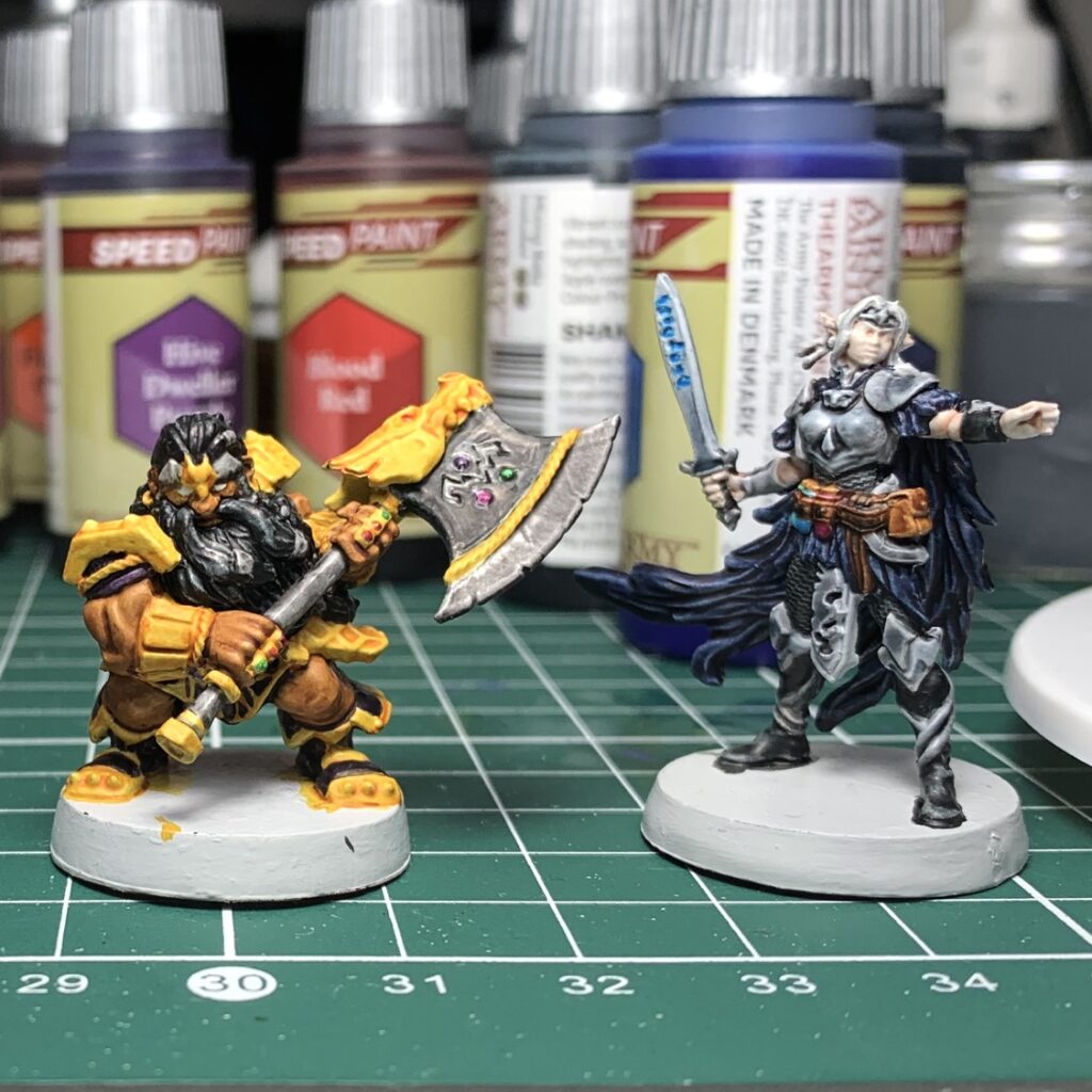 L'Elfe et le Nain HeroQuest peints avec des SpeedPaints Army Painter